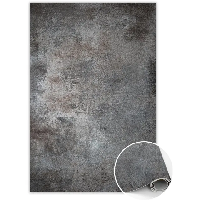 TULUP Vinyl Tapijt - Roestig plaatwerk PVC Vloer Mat - 150 x 225 cm - Zwart PVC Tapijt - Tapijt Vinyl - Vinyl Vloerkleed - Kantoortapijt - Woonkamertapijt Zwart Roestig Plaatwerk