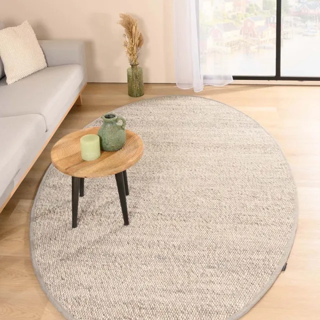 Nordic Weavers Wollen vloerkleed ovaal - Lett lichtgrijs 122x183