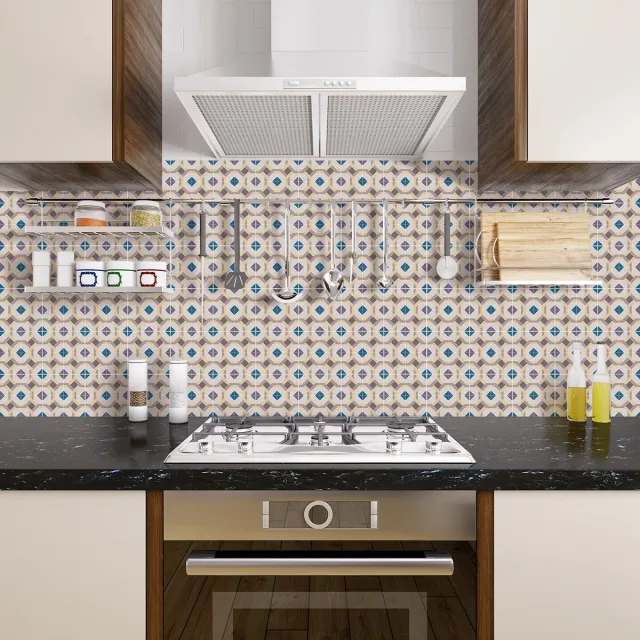 Ambiance Sticker Zelfklevende tegelmuurstickers voor keuken en badkamer - 60 Azulejos Ezequiel tegelstickers - 60 stickers 20x20cm Multi color