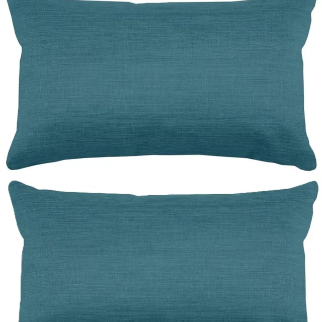 Stof Textile sierkussen Bea - 2x - petrol blauw - 30 x 50 cm - bank kussens - zitkussens - binnen/buiten - polyester