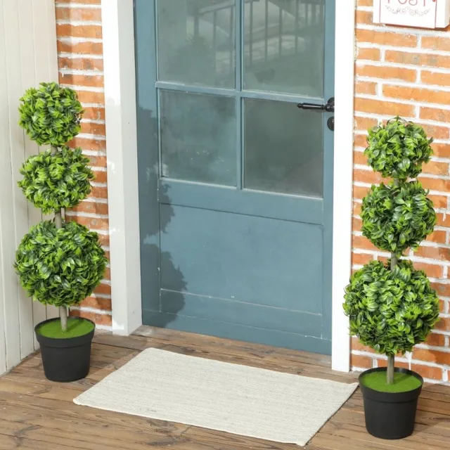 STILVORA Kunstplant Dubbele Buxusbomen In Pot 100 Cm Kunststof Groen Voor Binnen En Buiten Onderhoudsvrij Met UV Bestendige Bladeren Green