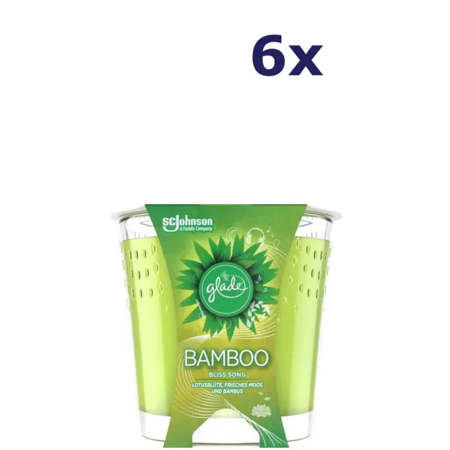 Glade 6x Glade Geurkaars – Bamboo Bliss Song 129 gr groen