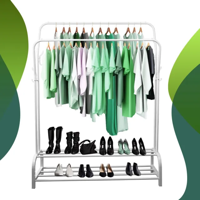 LG Life's green LG Life’s Green XL Kledingrek - Dressboy – Wit – Metaal – Garderoberek met ophanghaken – H146xB110xD35 cm