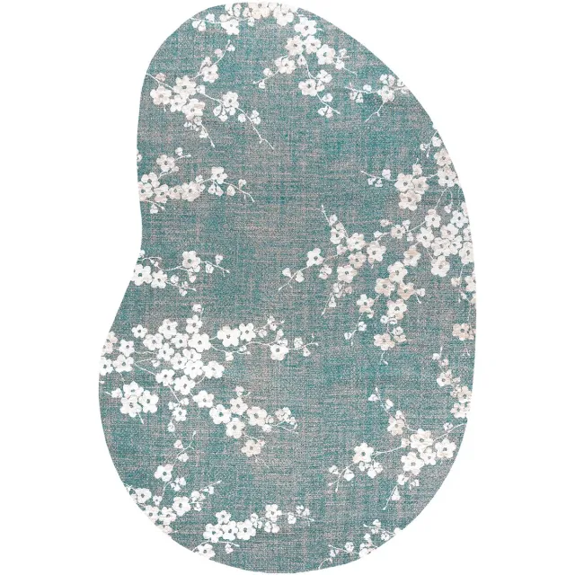 Louis de Poortere Wasbaar Binnen & Buiten Vloerkleed - 170 x 235 cm - Louis De Poortere Sakura Lake Blue - Laagpolig Tapijt - Gerecycled PET - Made in Belgium - Circulair Blauw