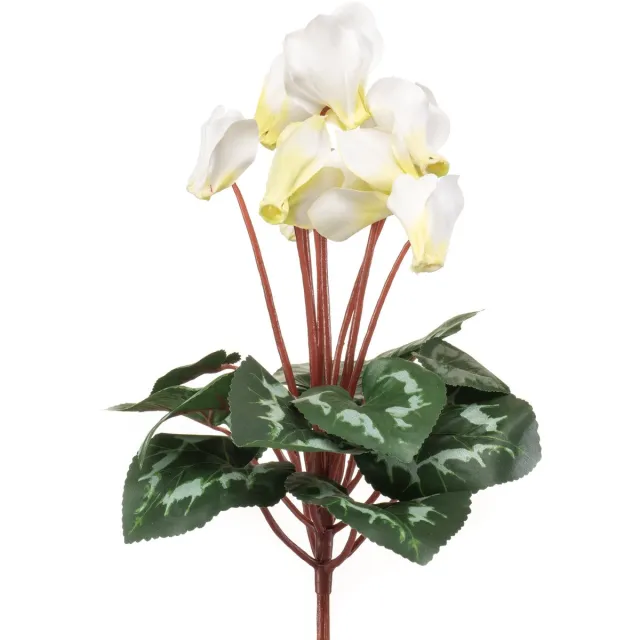 Emerald Kunstplant Cyclamen wit/groen 30cm - Kunstplant voor binnen