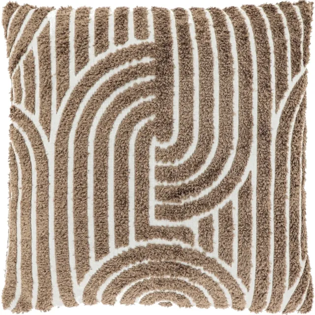 Unique Living Sierkussen Ziza - Textiel - Taupe - 45x45 cm (BxD) - Getuft - Dove White