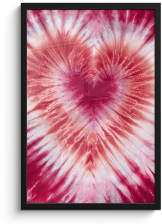 FrameYourWall Poster in lijst - Fotolijst 40x60 cm - Posters - Hartvorm - Roze - Tie dye - Posterlijst zwart - Decoratie - Wanddecoratie woonkamer - Muurdecoratie slaapkamer