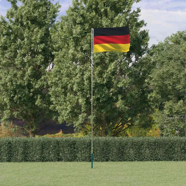 vidaXL Vlag met vlaggenmast Duitsland 5,5 m aluminium Zilver