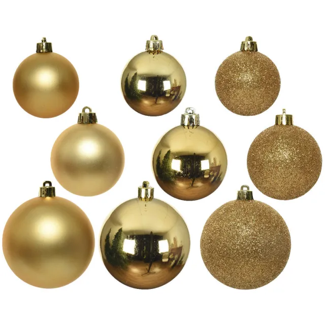 Decoris Kerstballen polystyreen shiny, matt, glitter mix (ø10 cm) Licht Goud
