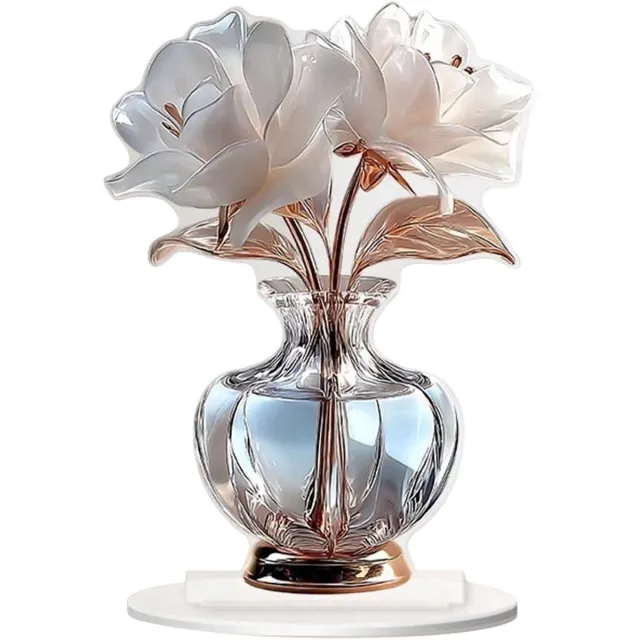 Ulisem Kristallen Vaas Kunstbloemen Acryl - Valentijnsdag Tafeldecoratie - Sierstuk Met Zijden Rozen - Breukvast Lichtbrekend - Cadeau Voor Bruiloft Verjaardag