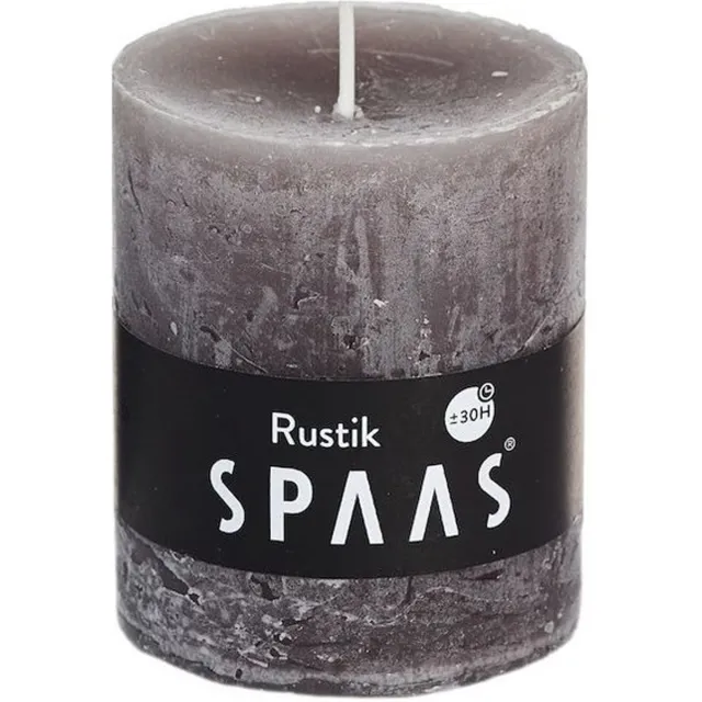 Spaas rustieke cilinderkaars/stompkaars - 1x - taupe - 7 x 8 cm - 30 branduren
