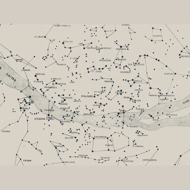 IXXI Carte du Ciel II a, Aster Edition - 80 x 60 cm - Grote wanddecoratie en posters - Grafisch Ontwerp, Illustraties, Vintage, Klassiek, Technische Zwart / Monochroom / Zwart en wit