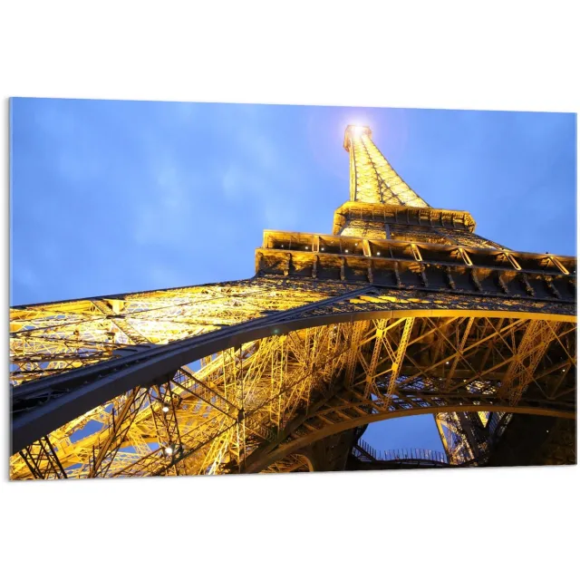 KuijsFotoprint Acrylglas –Miniatuur Eiffeltoren– 60x90cm Foto op Glas (Wanddecoratie op Acrylglas) Blauw