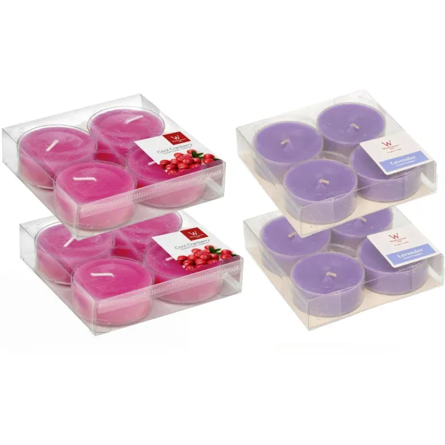 Trend Candles 16x max-size geurkaarsen theelichtjes lavendel en cranberry 8 branduren Multi
