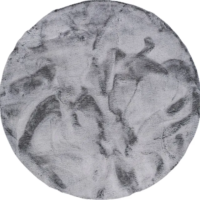 Pergamon Luxe Super Zachte Bont Vloerkleed Tapijt Plush Rond Grijs