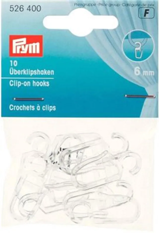 Prym Cliphaakjes Transparant 6 mm 10 stuks (gordijnhaakjes voor o.a. metalen/kunsstof gordijnringen)