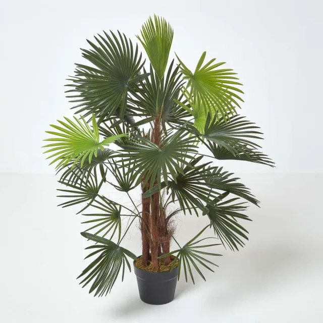 Homescapes kunstboom groen 'Rhapis kunstpalm', 90 cm
