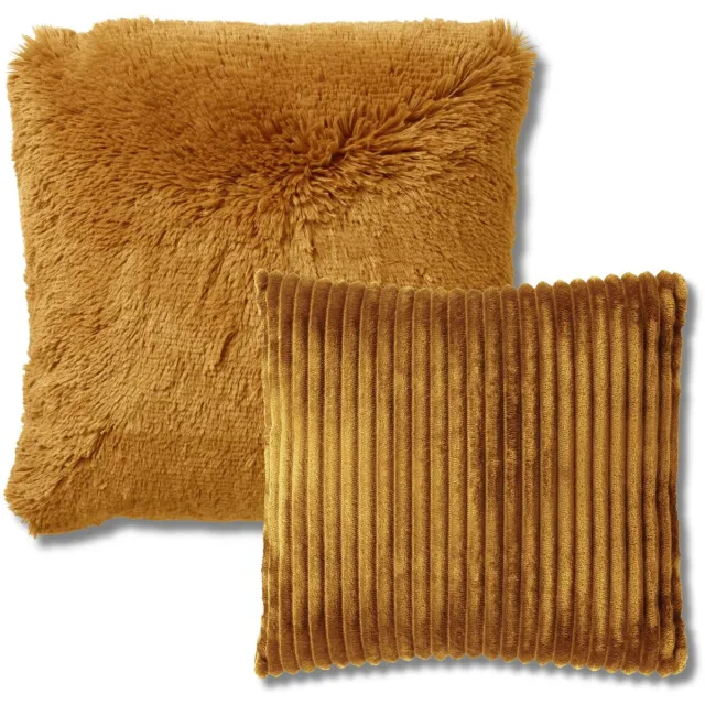 Dutch Decor KUSSENSET - 2-delig - Cosy Layers - 60x60 cm, 45x45 cm - inclusief binnenkussens - geel