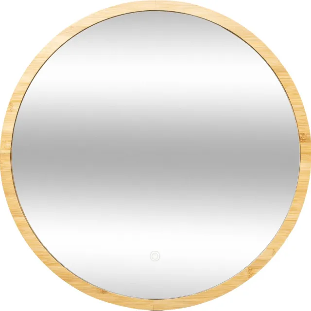 5Five® Ronde Bamboe Met Ledverlichting Wand Spiegel- Glas- 57 cm