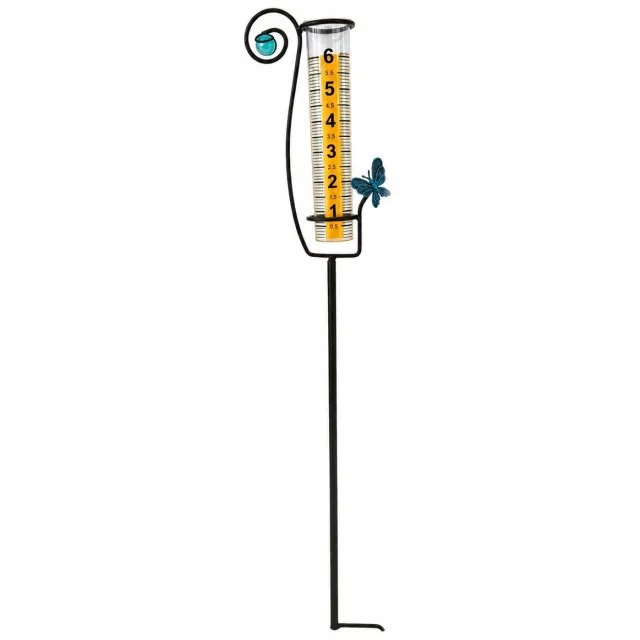 Bobypet Glazen Regenmeter voor de Tuin-Vorst- en Weerbestendige Neerslagmeter-Metalen Pinnen-Nauwkeurige Schaalverdeling-Tuindecoratie Cadeau