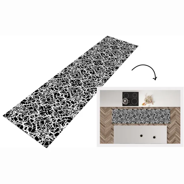 KitchenYeah Keukenloper - Loper keuken - Patroon - Abstract - Zwart Wit - Keukenloper vinyl