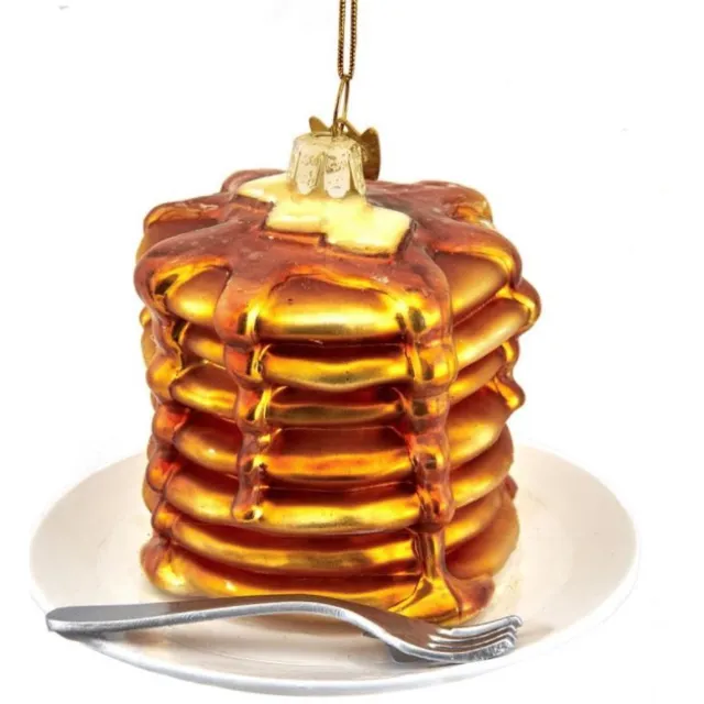 Kurt S. Adler Kerstbal Pannenkoekenstapel – Handgemaakt Glazen Ornament met Stroop en Boter 8cm multi