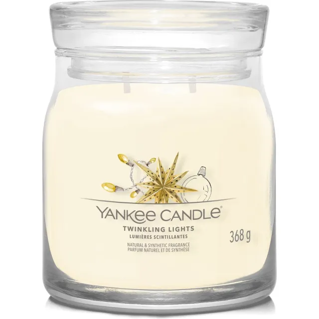 Yankee Candle Twinkling Lights Medium Geurkaars - 50 branduren - 2 lonten Creme