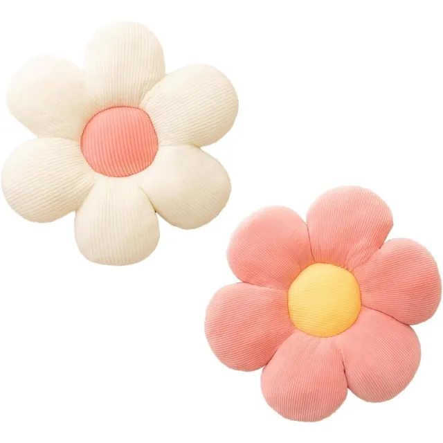 longziming Bloemkussen - Pluche Zitkussen - Decoratiekussen - 3D Bloemdesign - Zacht Pluche - Vormvast Comfort - Veelzijdig Inzetbaar - 2 Stuks Rosa