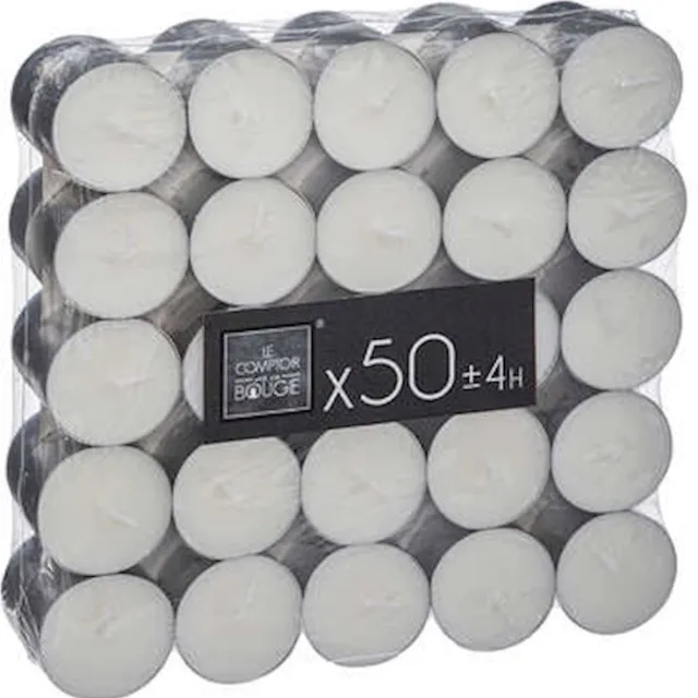 Le Comptoir de la Bougie Comptoir de la bougie - 50 theelichtjes - 4 branduren - wit