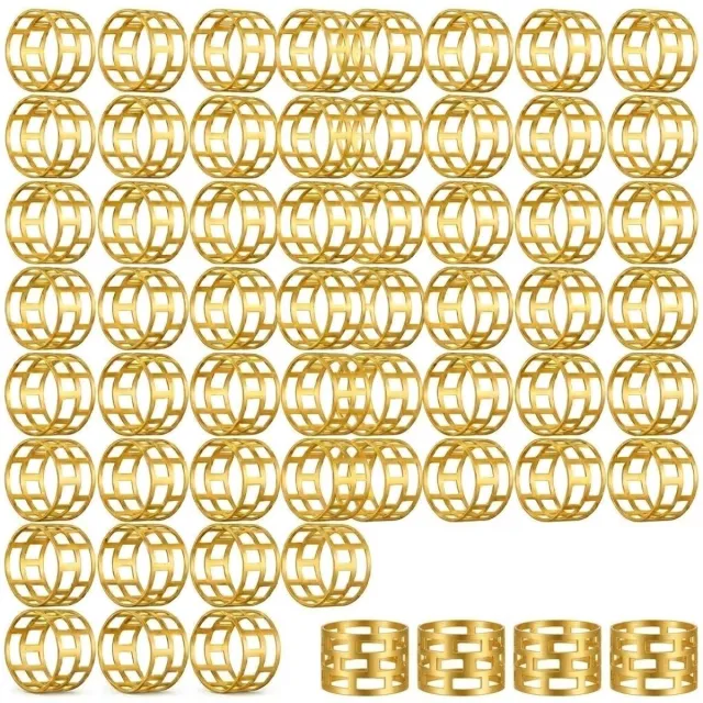 NUVEX Goudkleurige servetringen set van 40 – servethouder ringen met geometrisch vierkant patroon en opengewerkt ontwerp – decoratieve servet ringen voor bruiloft banket diner feest tafeldecoratie en eettafel