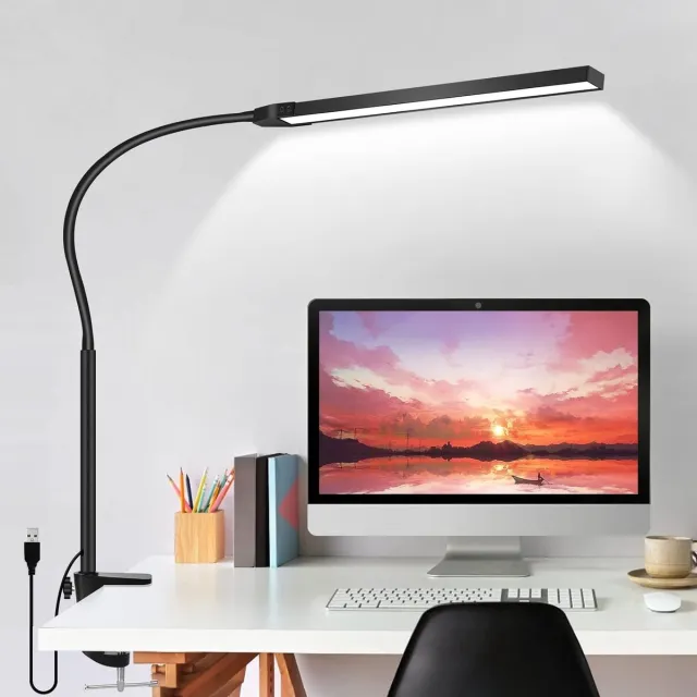 Lampen District LED Bureaulamp met klem - Oogbeschermende LED Lamp - Flexibele Werklamp - 3 Lichtstanden & 10 Helderheidsniveaus zwart
