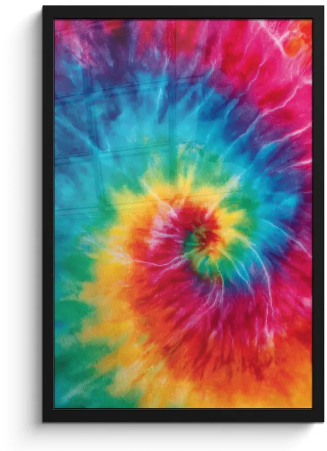 FrameYourWall Poster in lijst - Fotolijst 40x60 cm - Posters - Regenboog - Tie dye - Kleurrijk - Blauw - Posterlijst zwart - Decoratie - Wanddecoratie woonkamer - Muurdecoratie slaapkamer
