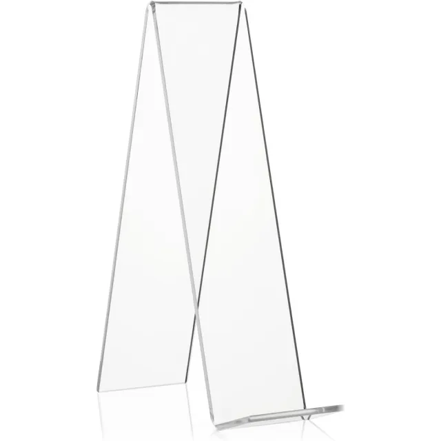 Famanu Schuine plank boekenstandaard van transparant materiaal, 20 cm hoog, 5 cm breed, met diamantgeslepen randen, ideaal voor boeken en tijdschriften Transparent