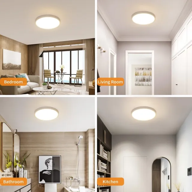 Haobosic LED-plafondlamp, 32W, 4000K, 2800 LM, ronde, platte plafondlamp, 30 cm x 2,5 cm, ultraslank, neutrale lichtbron voor woonkamer, slaapkamer, gang White