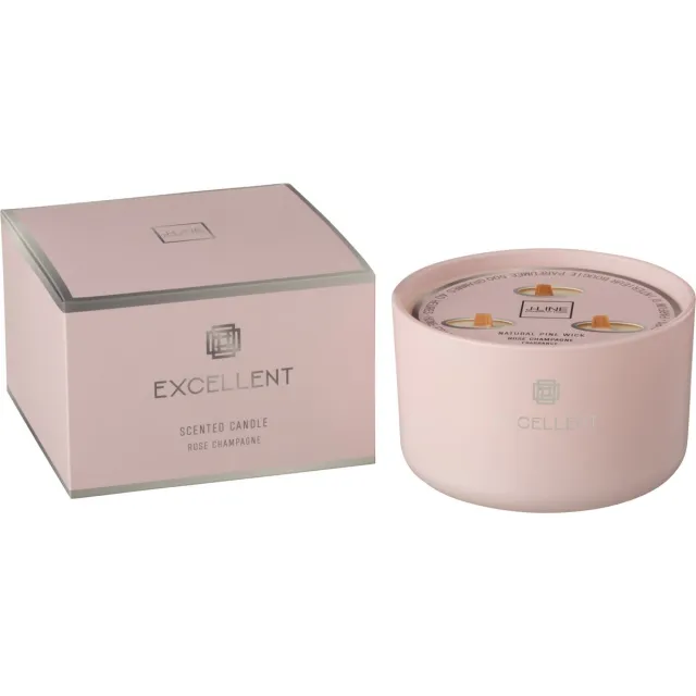 J-Line geurkaars Excellent - Rose Champagne - glas - roze – large - 40U