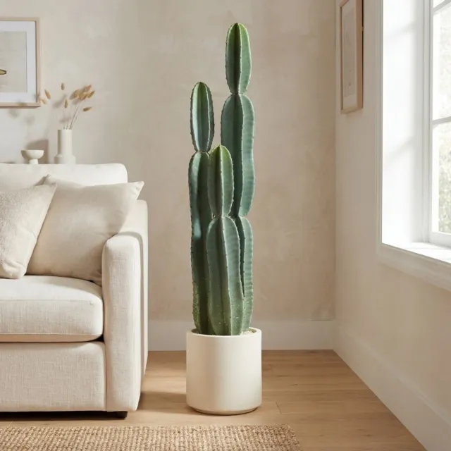 MIVRAY Kunstplant – Realistische Kaktus – 111 cm Hoog, 25 cm Diameter – Kunststof – Groen – voor Binnen – met Decoratieve Pot
