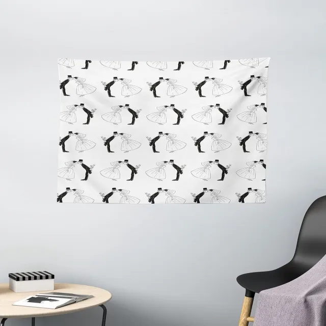 ABAKUHAUS Kussentapijt, Compositie van bruidegom en bruid, Woonkamer Slaapkamer Wanddoek Zijdezacht Satijn Tapijt, 150 x 100 cm, Witte Coke Grijs Wit, Cola, Grijs