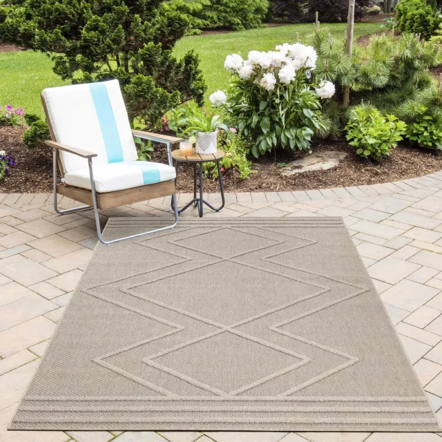 Ayyildiz Buitenkleed, boho-design, beige kleur, kleed voor terras, balkon, keuken, polypropyleen achterkant, afmeting: 80 x 150 cm