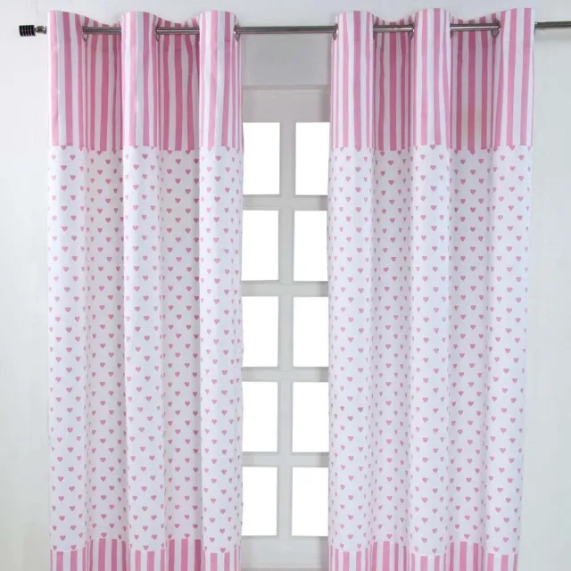 Homescapes gordijnen harten roze wit set van 2 228 x 137 cm Roze/Wit