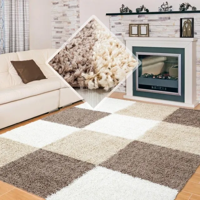Ayyildiz Hoogpolig vloerkleed met ruitpatroon, mokkakleur, geschikt voor de woonkamer, met jute achterkant, afmeting: 80 x 250 cm Creme,Bruin,Meerkleurig