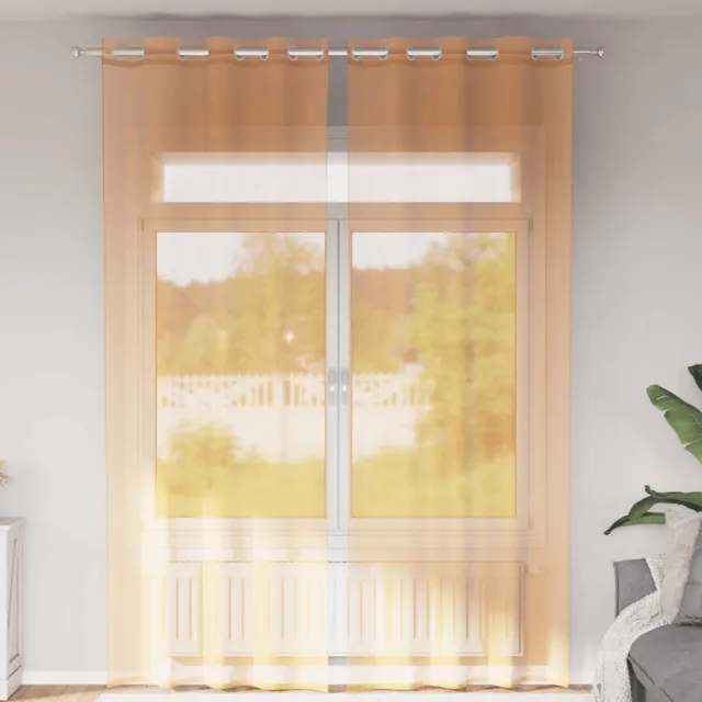 vidaXL Gordijnen voile met doorvoertules 2 st 140x300 cm oranje
