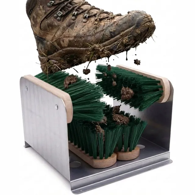 Borstelshop Voetenveger met Borstels voor Buiten - Schoenborstel & Laarzenknecht - Duurzame Schoenveger - 32 x 35 cm - Groen/Zwart - Hoge Kwaliteit