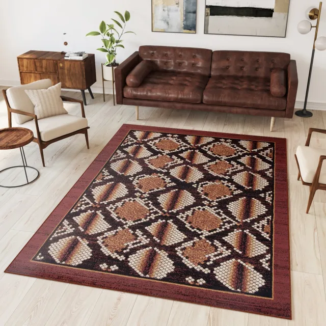 Tapiso Dream Vloerkleed Bruin Zwart Krokodil Modern Woonkamer Tapijt Bruin 6