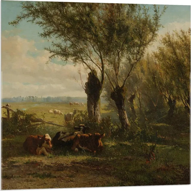 KuijsFotoprint Acrylglas - Oude Meesters - Weiland bij Oosterbeek, Gerard Bilders, 1860 - 80x80cm Foto op Acrylglas (Wanddecoratie op Acrylglas) Groen