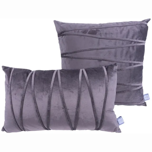 Padiro sierkussenset - 2-delige set - 30 x 50 cm - Grafiet / Grijs - Streeppatroon - Polyester