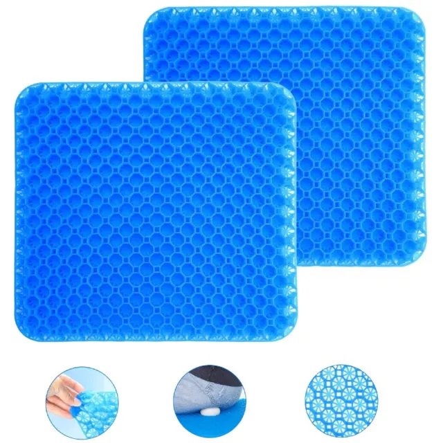 Solfit 2 Stuks - Ergonomisch Zitkussen - Orthopedisch Zitkussen - Gelkussen - Ergonomisch kussen - Wigkussen - Dubbellaagse Honingraatstructuur - COMFORTKA Blauw