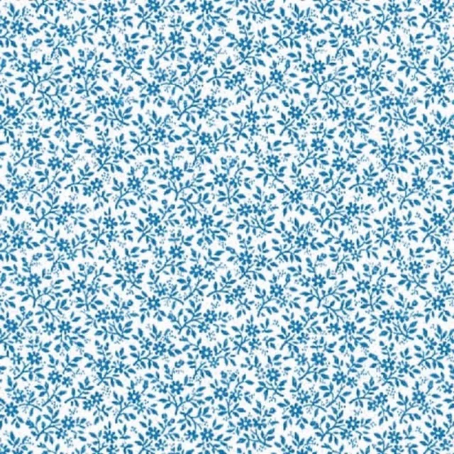 2LIF Decoratie plakfolie meubelfolie Retro blauw bloemen Leah 45 cm x 2 meter zelfklevend - Decoratiefolie - Plakplastic - Raamfolie Blauw, wit