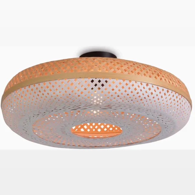Good&Mojo Plafonniere Palawan - Bamboe/Wit - Ø60cm - Scandinavisch,Bohemian