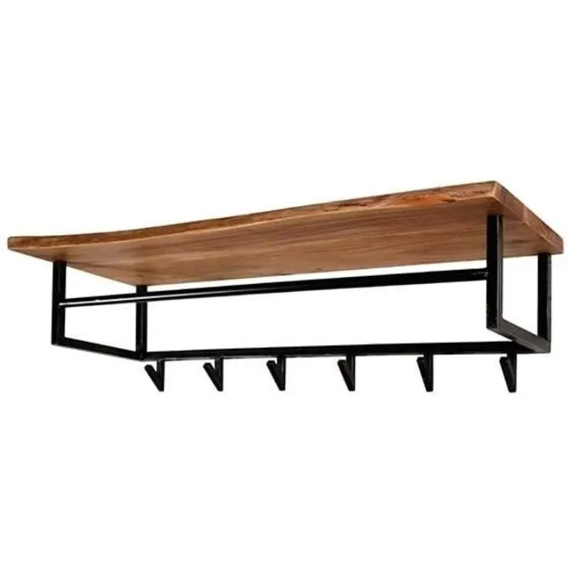 LT-Luce Kapstok Edge 6 Haken Boomstam Hoedenplank 100cm Zwart & Bruin