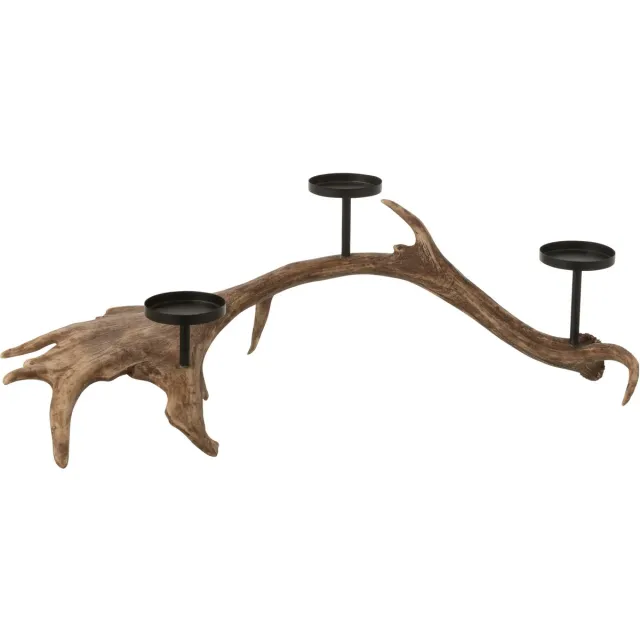 J-Line kaarshouder Antlers - polyresin - bruin - large